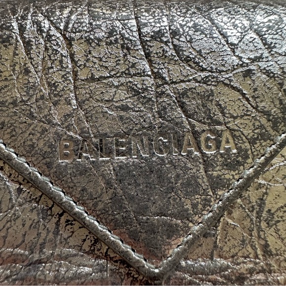 EUC Balenciaga Silver Leather Bifold Wallet Made in Italy - Picture 4 of 10
